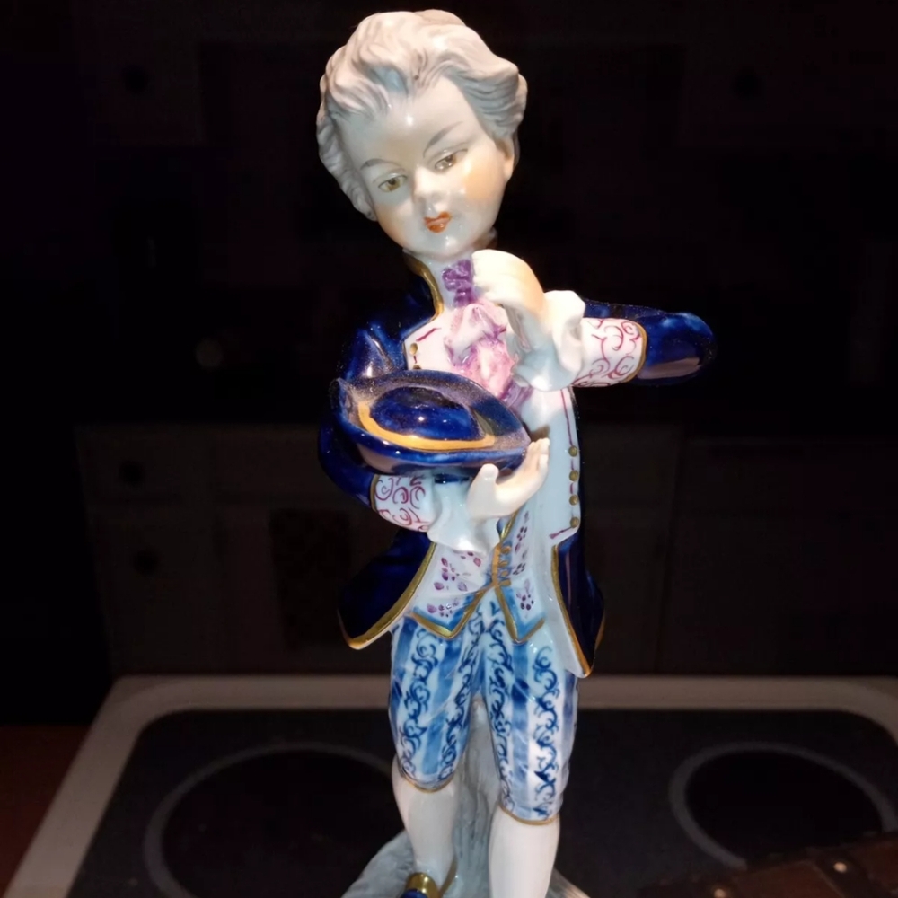 Unterweissbach Dresden Porcelain Girl Boy & Hat Figure Figurine Decoration RARE